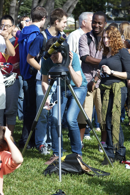 Josiah using the solar telescope